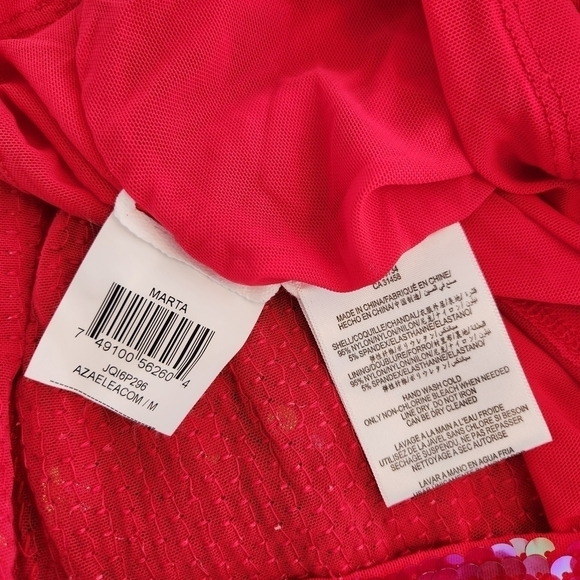 BCBG Max Azria Marta sequin dress, azalea red, sz medium - Picture 5 of 6